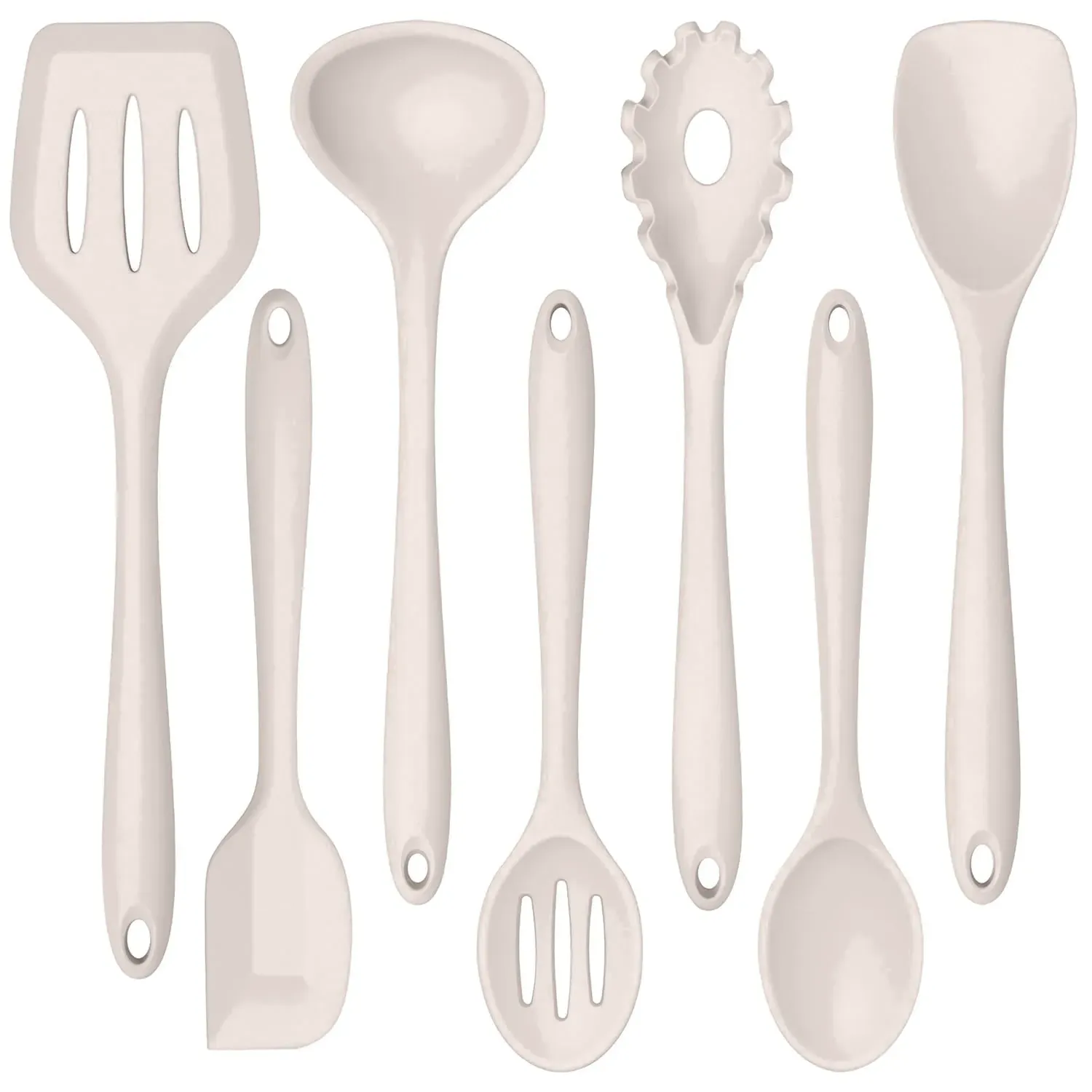 7-Piece Silicone Cooking Utensil Set, Khaki (3-Pack)